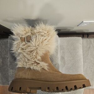 Franco Sarto Tan Faux Fur Winter Boots